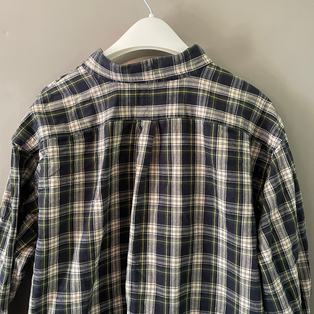 Polo Ralph Lauren Mens 2XB Big & Tall Plaid Button Down Shirt Navy Green Cotton - Picture 6 of 12